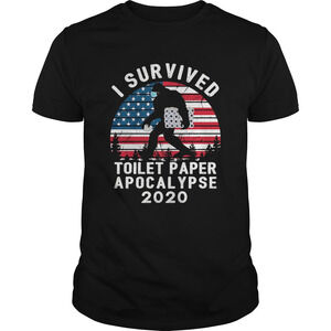 Bigfoot Wear Mask I Survived Toilet Paper Apocalypse 2020 American Flag Shirt